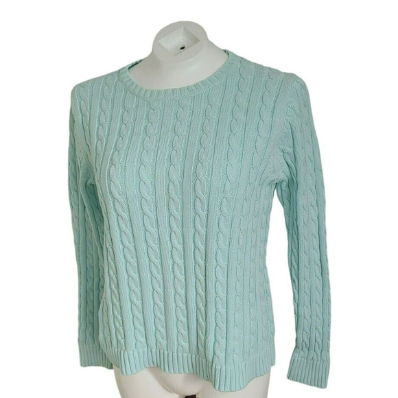 L.L Bean Cable Knit Long Sleeve Sweater Size M - Picture 2 of 5
